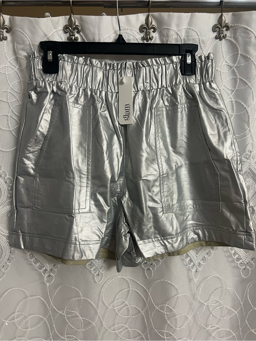Ladies Leather Silver Relaxed Shorts